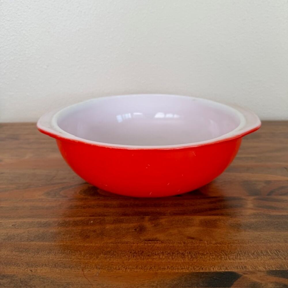 Vintage Pyrex Orange 2QT Round Casserole Dish Bowl #24